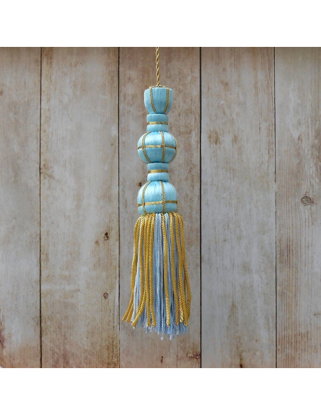 Sky blue silk tassel 10 cm with 7 cm silk fringe