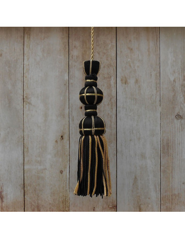 Black silk tassel 10 cm with 7 cm silk fringe