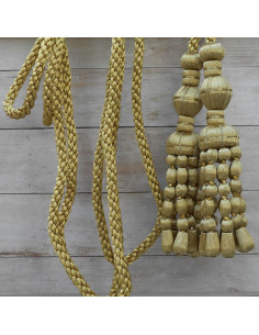 Dark gold cord 3 m with dark gold tassels with acorn fringe 20 cm